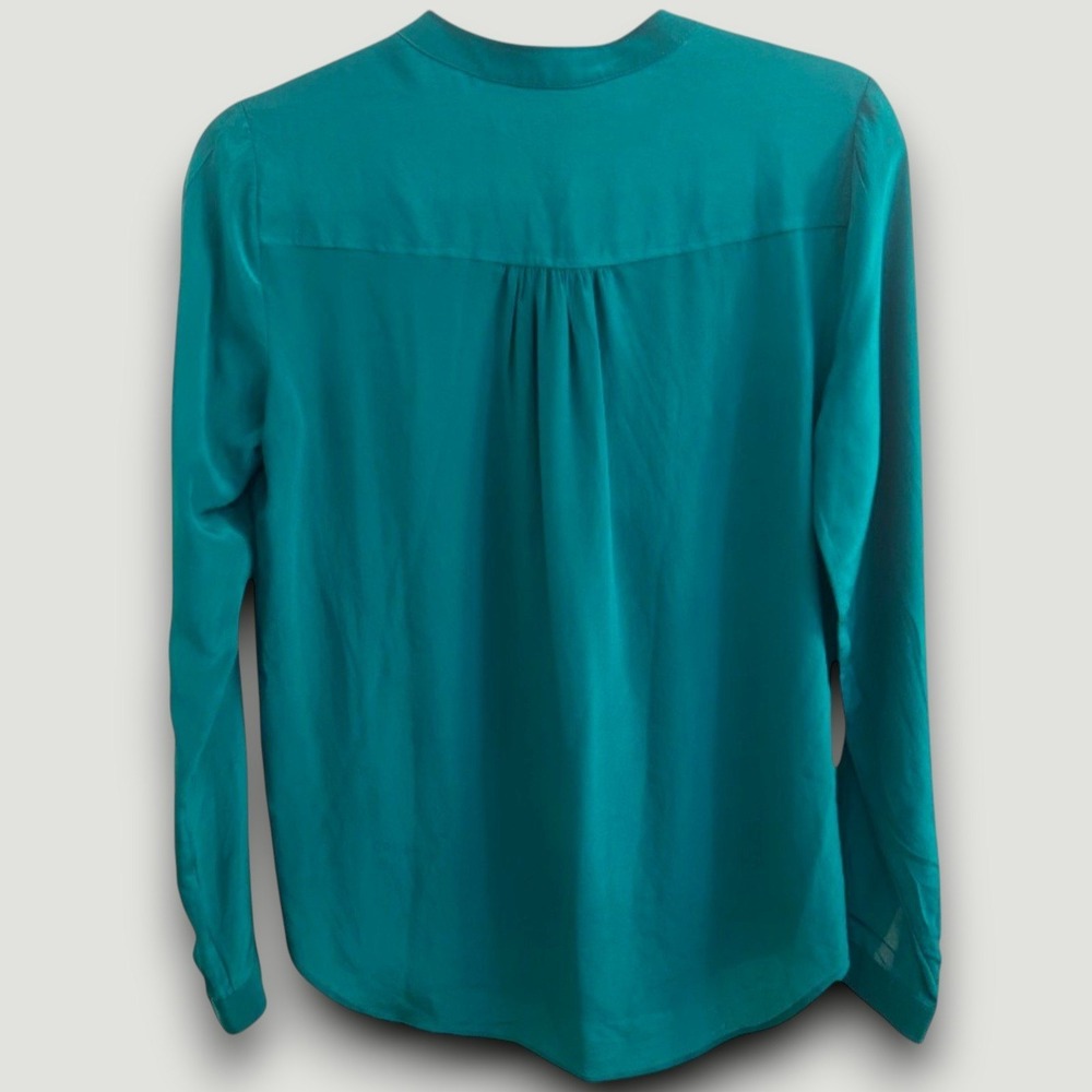 Banana Republic Blouse Womens XS Teal Silk Luxury Chic Professional Officecore - Picture 5 of 7